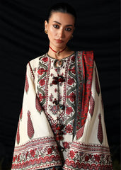 HUSSAIN REHAR-3PC DHANAK EMBROIDERED SHIRT WITH WOOL PRINTED SHAWL AND EMB TROUSER -ADR-5186