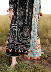 HUSSAIN REHAR-3PC KARANDI EMBROIDERED SHIRT WITH COUTRAI PRINTED SHAWL AND EMB TROUSER-ADR-5220