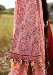 HUSSAIN REHAR-3PC DHANAK EMBROIDERED SHIRT WITH WOOL PRINT SHAWL AND EMB TROUSER -ADR-5160