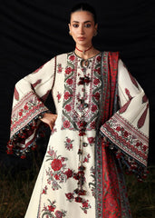 HUSSAIN REHAR-3PC DHANAK EMBROIDERED SHIRT WITH WOOL PRINTED SHAWL AND EMB TROUSER -ADR-5186
