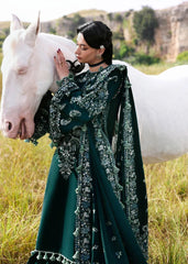 HUSSAIN REHAR-3PC KARANDI EMBROIDERED SHIRT WITH KARANDI EMBROIDERED SHAWL AND TROUSER-ADR-5249