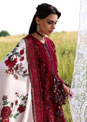 HUSSAIN REHAR-3PC KARANDI EMBROIDERED SHIRT WITH WOOL PRINTED SHAWL AND TROUSER-ADR-5215