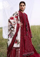 HUSSAIN REHAR-3PC KARANDI EMBROIDERED SHIRT WITH WOOL PRINTED SHAWL AND TROUSER-ADR-5215