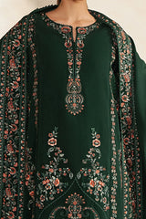 AFROZEH-3PC KARANDI EMBROIDERED SHIRT WITH KARANDI EMB SHAWL AND TROUSER-ADR-5195