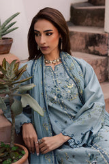 BATIK-3PC LAWN EMBROIDERED SHIRT WITH KHADDI NET EMB DUPATTA AND TROUSER-ADR-4750