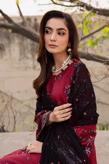 BATIK-3PC DHANAK EMBROIDERED SHIRT WITH CHIFFON TYE&DYE EMBROIDERED DUPATTA AND EMB TROUSER-ADR-5107