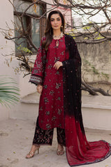 BATIK-3PC DHANAK EMBROIDERED SHIRT WITH CHIFFON TYE&DYE EMBROIDERED DUPATTA AND EMB TROUSER-ADR-5107