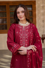 BATIK-3PC LAWN EMBROIDERED SHIRT WITH CHIFFON EMBROIDERED DUPATTA AND TROUSER-ADR-4824
