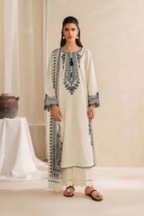 GARNET-3PC KHADDAR EMBROIDERED SHIRT WITH COURTRAI PRINTED SHAWL AND TROUSER-ADR-4307