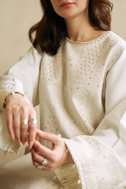 COCO BY ZARASHAHJAHAN - 3PC DHANAK SHIRT WITH SLUB DHANAK PRINT SHAWL-ADR-4010