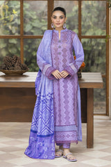 MIRAKHI-3PC LAWN LASERCUT EMBROIDERED SHIRT WITH MOARK PRINT DUPATTA-ADR-VOL-1
