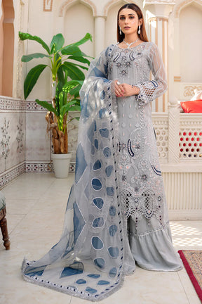 MARYAM-ORGANZA HANDMADE EMBROIDERED ORGANZA DAMAN WITH PEARL WITH ORGANZA HANDMADE EMBROIDERED READY TO WEAR DUPATTA WITH TROUSER-ADR-3425