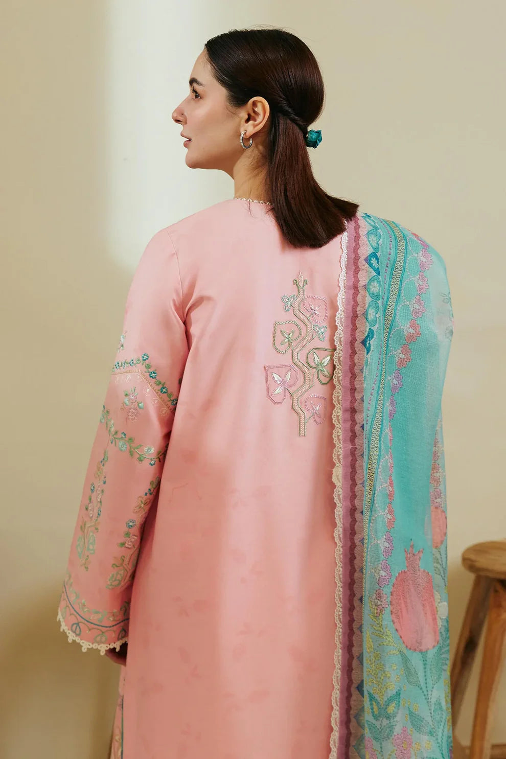 ZARA SHAHJAHAN- 3PC LAWN EMBROIDERED SHIRT WITH DIAMOND PRINT DUPATTA-ADR-2802