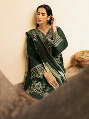 IZEL-3PC LAWN EMBROIDERED SHIRT WITH CHIFFOON PRINT DUPATTA AND EMB TROUSER-ADR-4628
