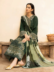IZEL-3PC LAWN EMBROIDERED SHIRT WITH CHIFFOON PRINT DUPATTA AND EMB TROUSER-ADR-4628