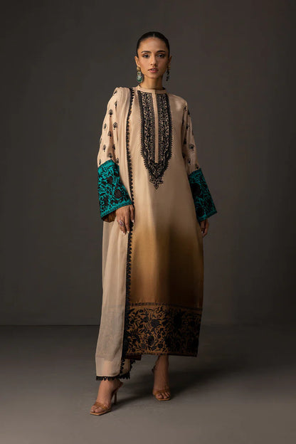 ZAINAB CHOTANI-3PC SHAMOZ SILK PRINT EMBROIDERED SHIRT WITH SOFT SILK PRINT DUPATTA & SILK TROUSER ADR-1717