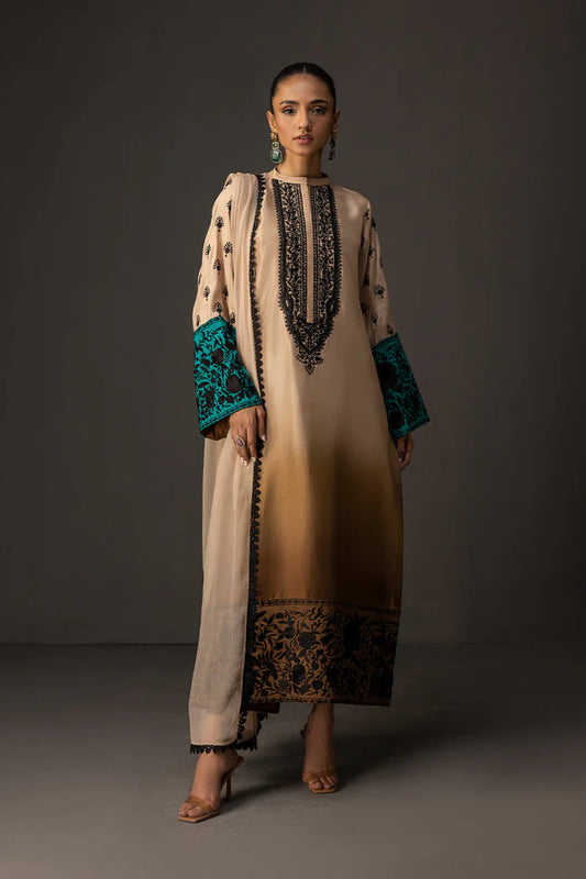 ZAINAB CHOTANI-3PC SHAMOZ SILK PRINT EMBROIDERED SHIRT WITH SOFT SILK PRINT DUPATTA & SILK TROUSER ADR-1717