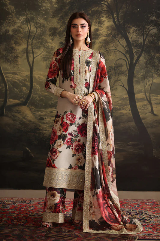 ZAINAB CHOTANI-3PC SHAMOZ SILK PRINT EMBROIDERED SHIRT WITH SOFT SILK PRINT EMBROIDERED DUPATTA & EMB SILK TROUSER ADR-1706