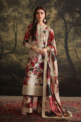 ZAINAB CHOTANI-3PC SHAMOZE SILK EMBROIDERED SHIRT WITH SOFT SILK PRINT EMBROIDERED DUPATTA & EMBROIDERED SILK TROUSER-ADR-1706