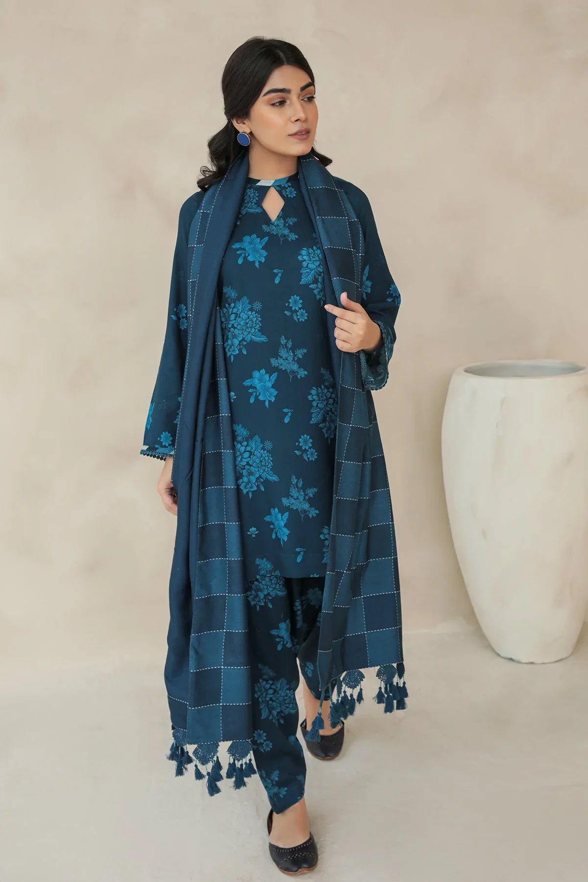 BAROQUE - 3PC KARANDI PRINTED SHIRT WITH KARANDI PRINTED DUAPTTA AND TROUSER -ADR-1016