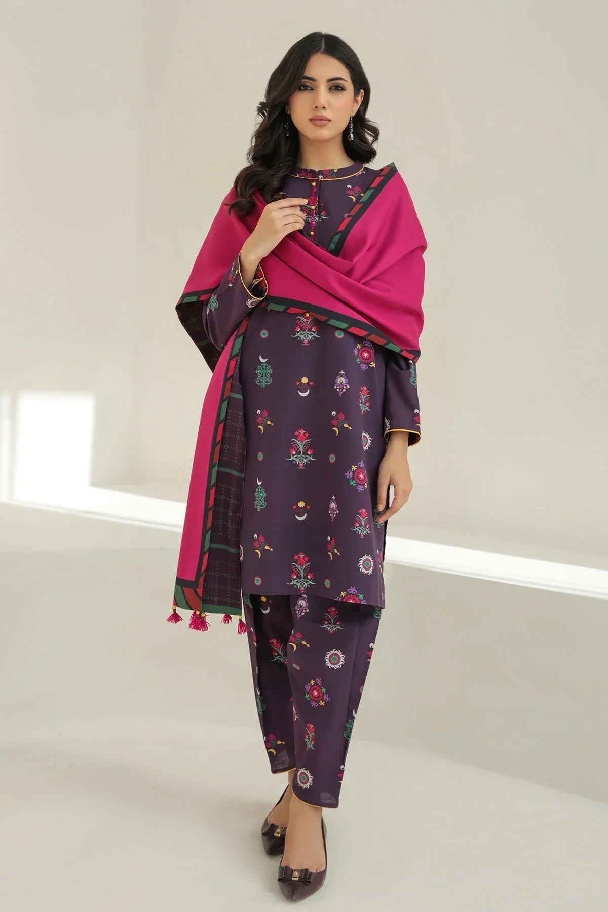 BAROQUE - 3PC KARANDI PRINTED SHIRT WITH KARANDI PRINTED DUAPTTA AND TROUSER -ADR-1018