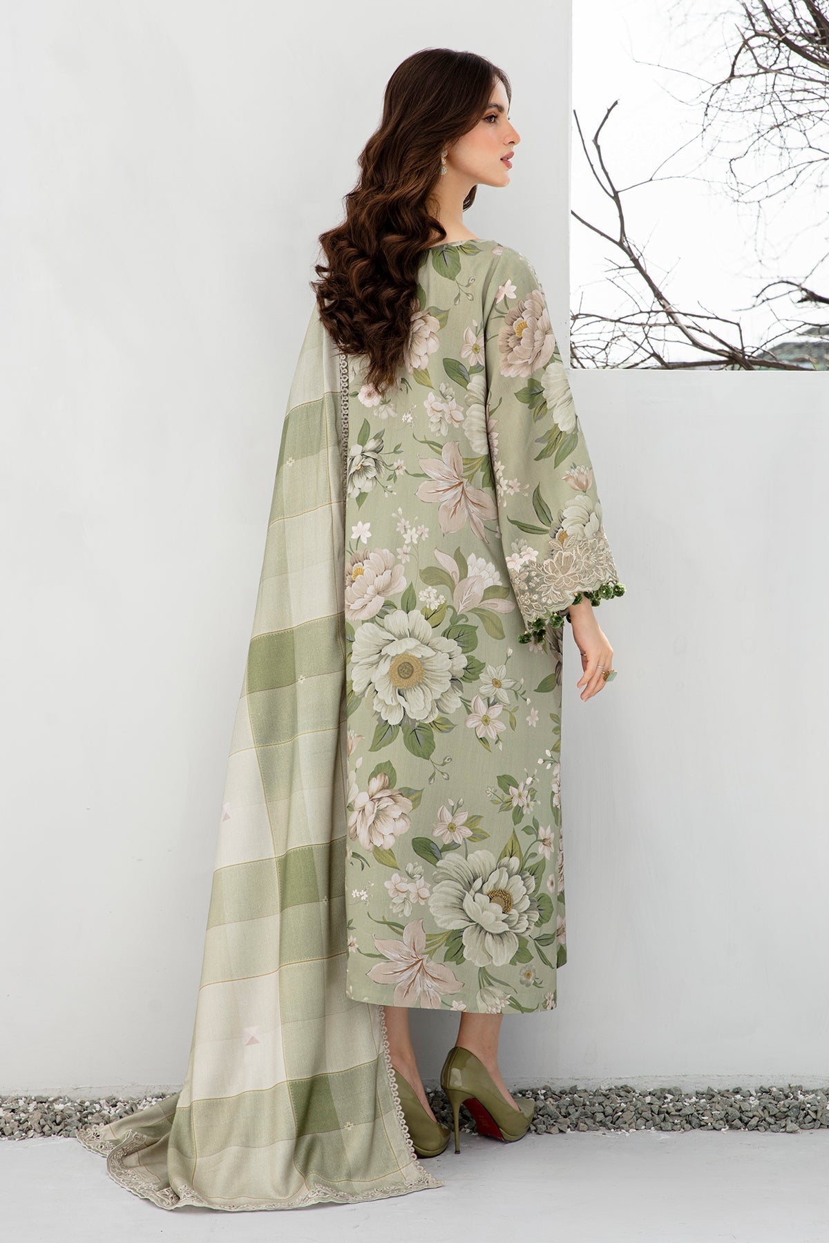 JAZMIN-3PC KHADDAR SHIRT WITH KHADDAR PRINT DUPATTA AND PRINT TROUSER-ADR-2559