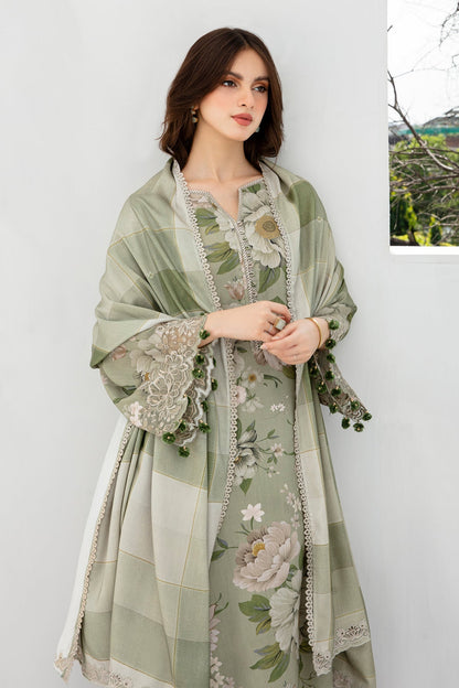 JAZMIN-3PC KHADDAR SHIRT WITH KHADDAR PRINT DUPATTA AND PRINT TROUSER-ADR-2559