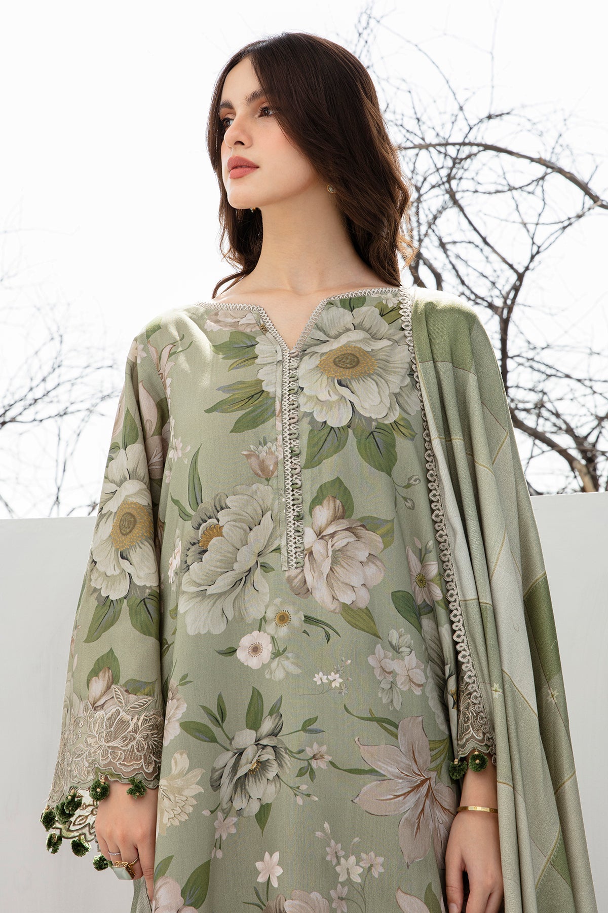JAZMIN-3PC KHADDAR SHIRT WITH KHADDAR PRINT DUPATTA AND PRINT TROUSER-ADR-2559