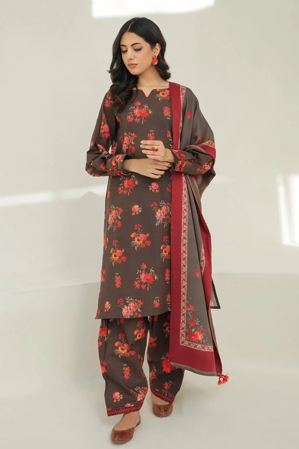 BAROQUE - 3PC KARANDI PRINTED SHIRT WITH KARANDI PRINTED DUAPTTA AND TROUSER -ADR-1019