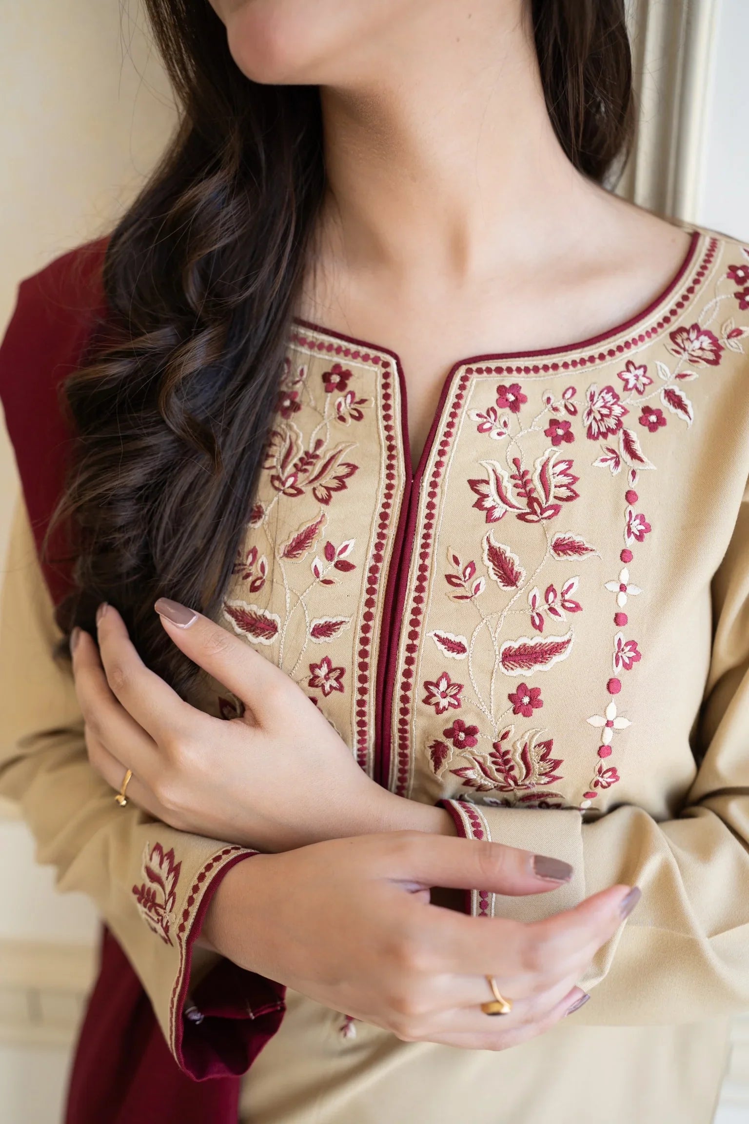 AISLING - 3PC DHANAK EMBROIDERED SHIRT WITH DHANAK  DUAPATTA AND TROUSER-ADR-3131