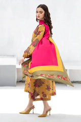 BAROQUE-3PC KHADDAR PRINTED SHIRT WITH KHADDAR PRINT DUPATTA AND PRINT TROUSER-ADR-2619