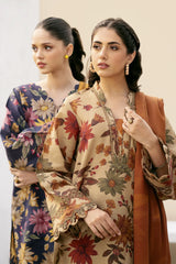 BAROQUE-3PC KHADDAR PRINTED SHIRT WITH KHADDAR PRINT DUPATTA AND PRINT TROUSER-ADR-2630
