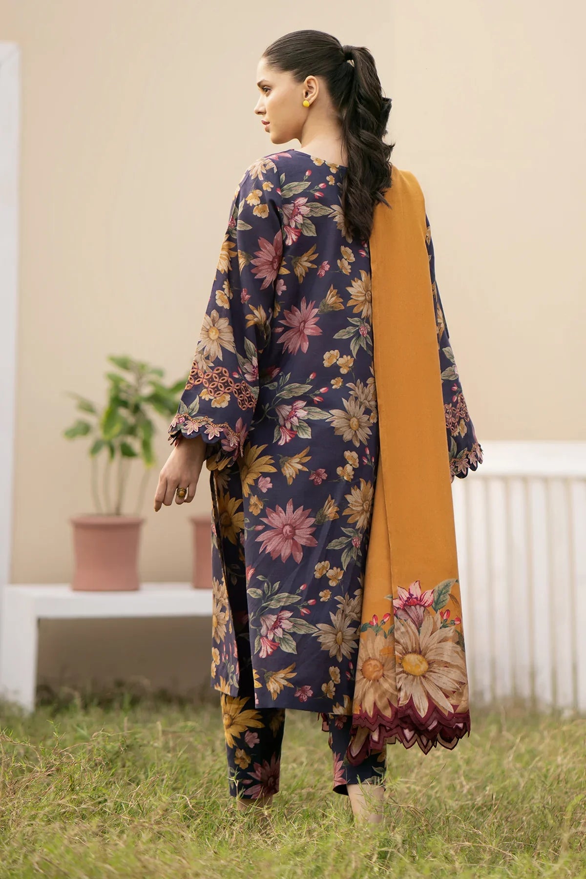 BAROQUE - 3PC KARANDI PRINTED SHIRT WITH KARANDI PRINTED DUAPTTA AND TROUSER -ADR-1005