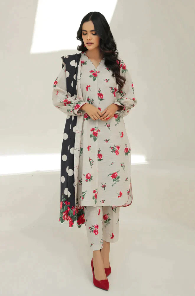 BAROQUE - 3PC KARANDI PRINTED SHIRT WITH KARANDI PRINTED DUAPTTA AND TROUSER -ADR-1002