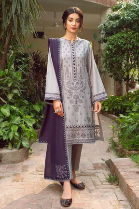 JAZMIN - 3PC DHANAK EMBROIDERED SHIRT WITH BAMBER CHIFFON EMBROIDERD DUPATTA - BIC-3143