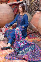 MARIA-B- 3PC DHANAK EMBROIDERED SHIRT WITH WOOL PRINT SHAWL  SHAWL AND TROUSER-ADR-4075