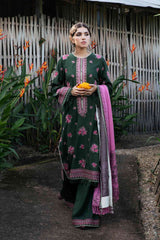 ZARA SHAH JAHAN-3PC KHADDAR EMBROIDERD SHIRT WITH COUTRAI PRINTED SHAWL AND EMB TROUSER-ADR-4144