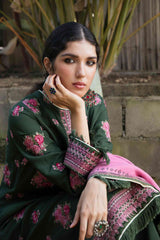 ZARA SHAH JAHAN-3PC KHADDAR EMBROIDERD SHIRT WITH COUTRAI PRINTED SHAWL AND EMB TROUSER-ADR-4144