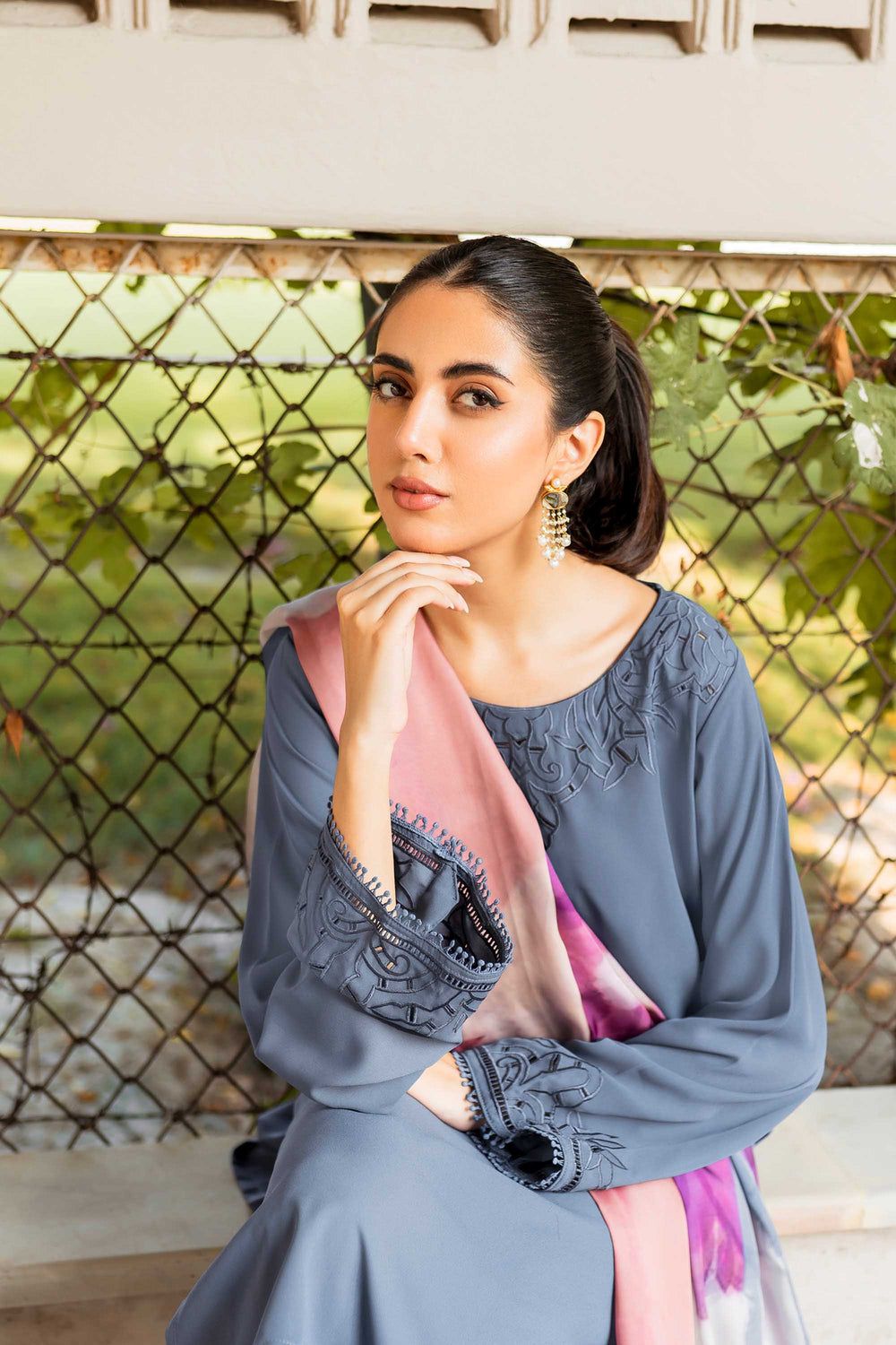 NATASHA KAMAL - 3PC LAWN EMBROIDERED SHIRT WITH PURE SILK PRINT DUPATTA AND TROUSER-ADR -2647