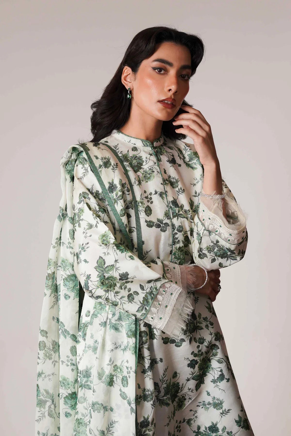 ZARA SHAHJAHAN-KARANADI 3PC PRINT WITH KARANDI PRINT SHAWL-ADR-1102