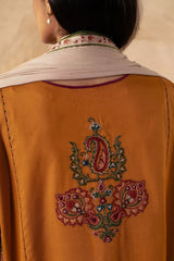 ZARA SHAHJAHAN - 3PC DHANAK EMBROIDERED SHIRT WITH DHANAK EMBROIDERED SHAWL AND TROUSER -ADR-4009