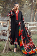 MARIA B-3PC KHADDAR HEAVY EMBROIDERED SHIRT WITH WOOL PRINTED SHAWL AND TROUSER -ADR-4319